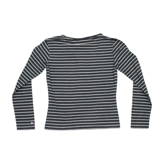Top Tommy Hilfiger de Manga Comprida às riscas pretas e brancas