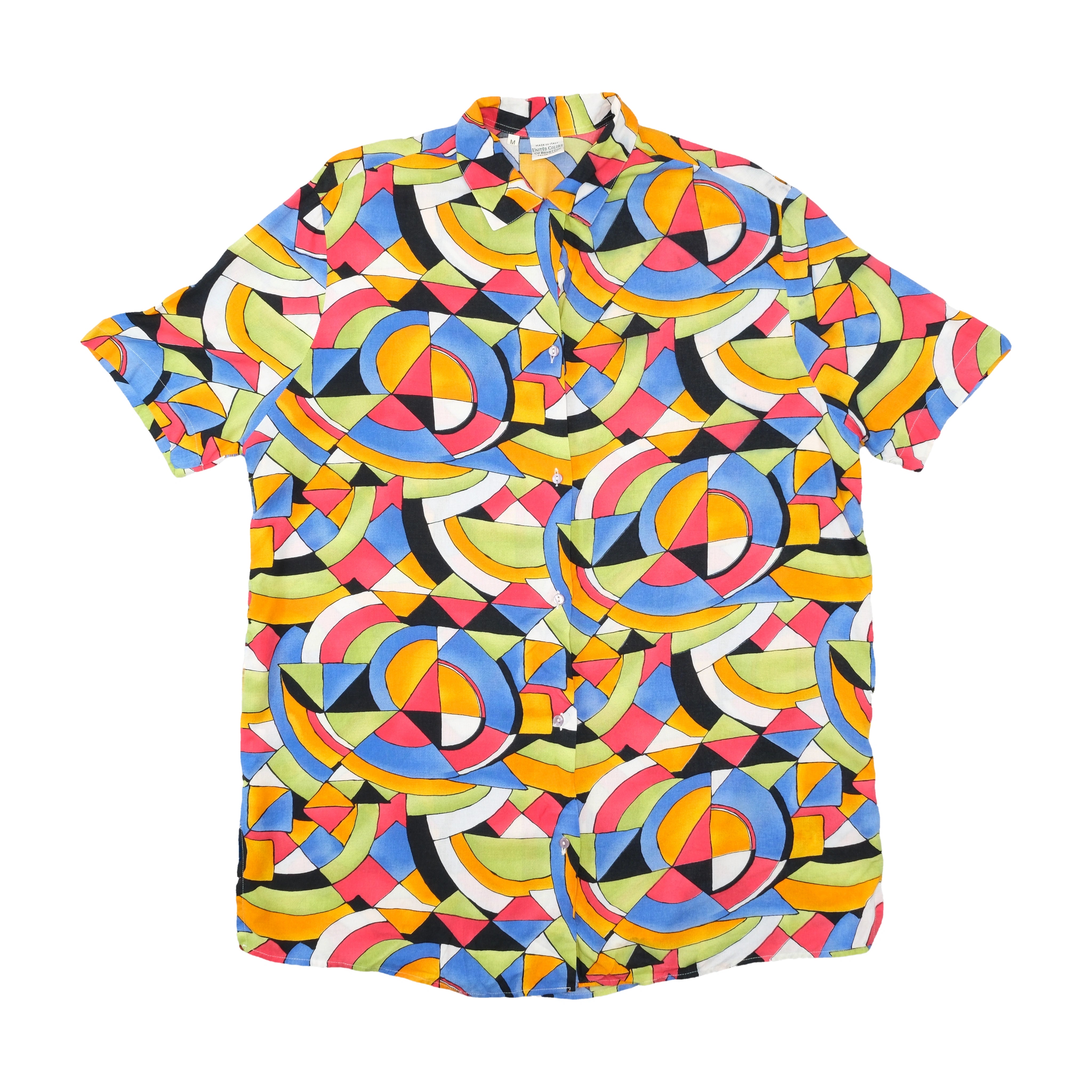 United Colors of Benetton Multicolor Geometric Print Short Sleeve Button Up Shirt