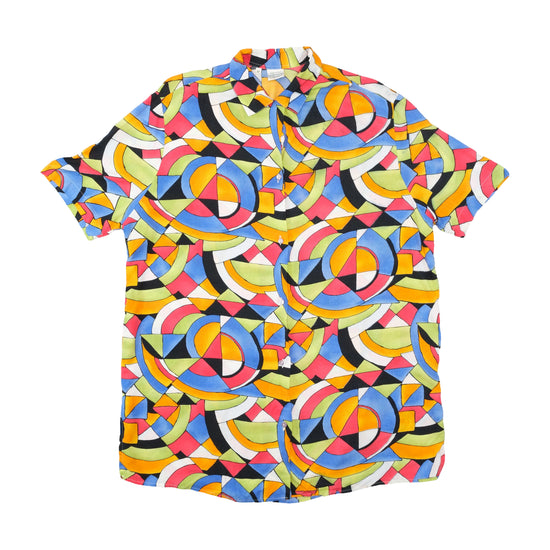 United Colors of Benetton Multicolor Geometric Print Short Sleeve Button Up Shirt