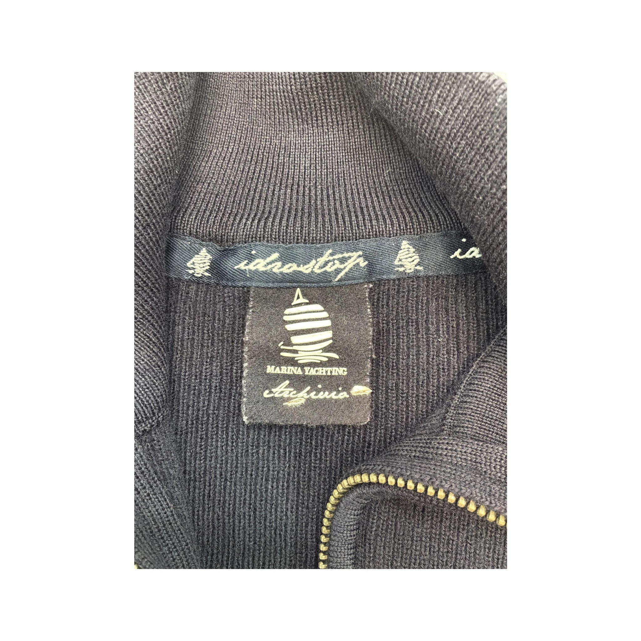 Marina Yachting Virgin 100% Wool Ribbed Quarter Zip Sweater