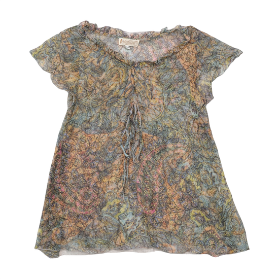 Blusa Camponesa Transparente com estampado Paisley