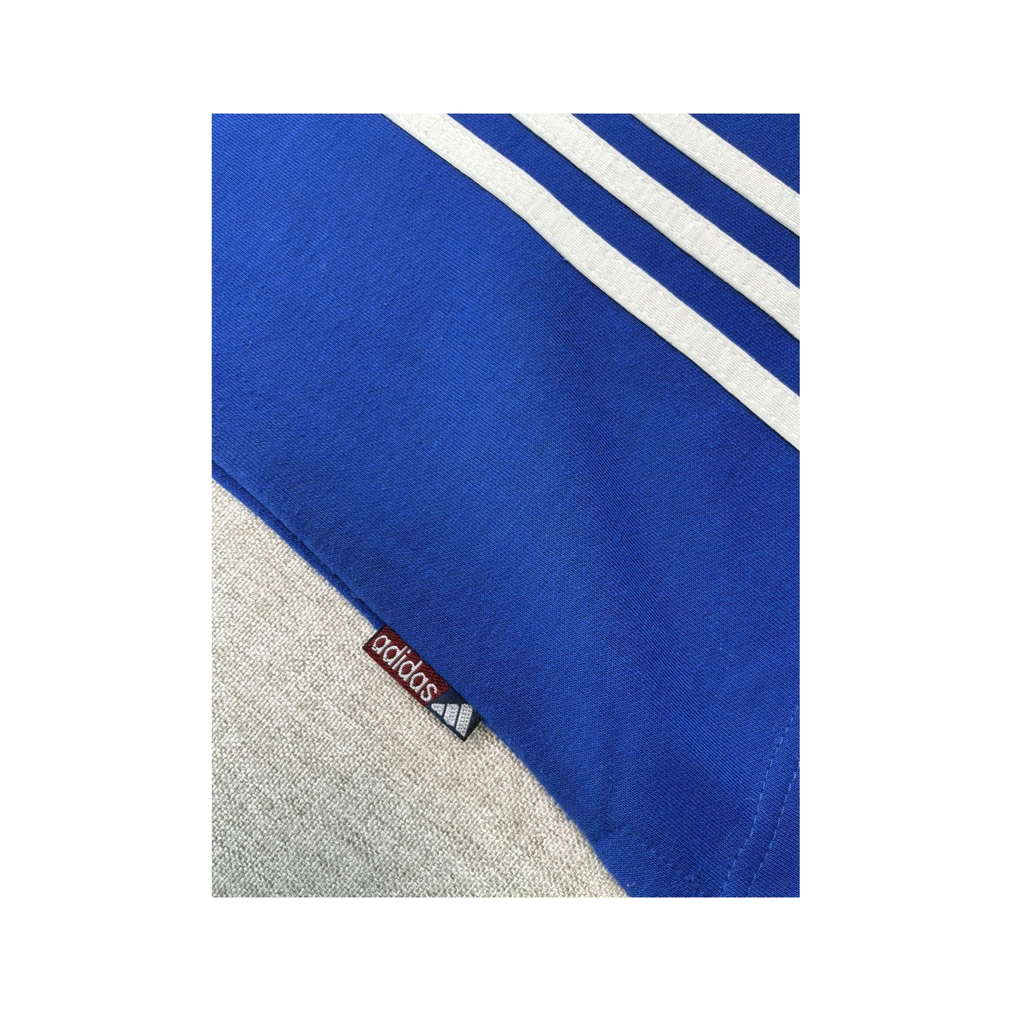 Adidas Vintage Blue 3-Stripe Quarter-Zip Cotton Sweater