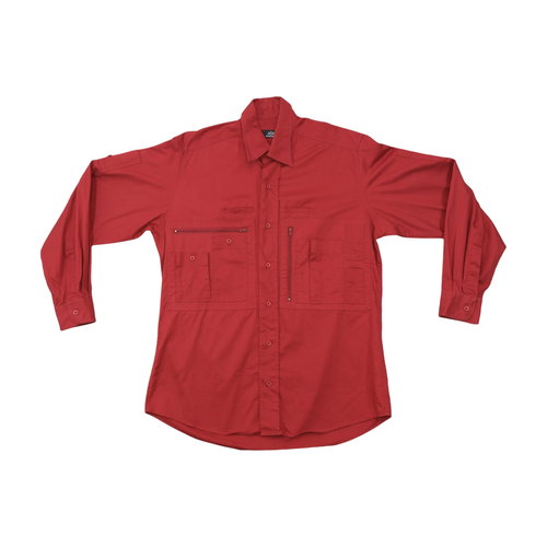 Walbusch Red Multi-Pocket Utility Button-Up Shirt