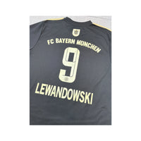 adidas FC Bayern Munchen Lewandowski 9 Black Gold Soccer Jersey T-shirt