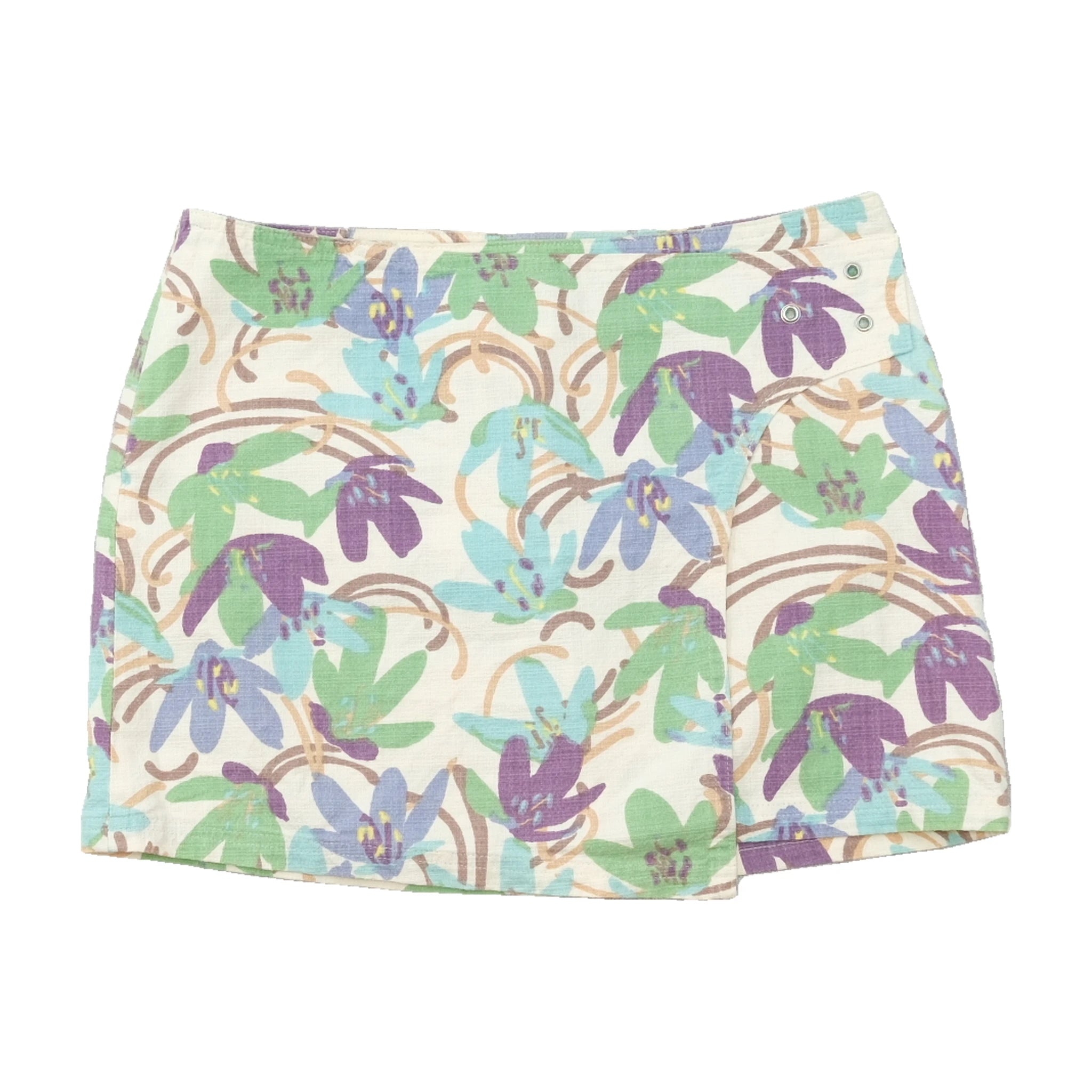 SISLEY Abstract Floral Wrap Mini Skirt