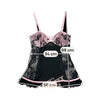 Yamamay Pink & Black Lace Trim Babydoll Chemise Nightdress