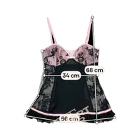 Yamamay Pink & Black Lace Trim Babydoll Chemise Nightdress