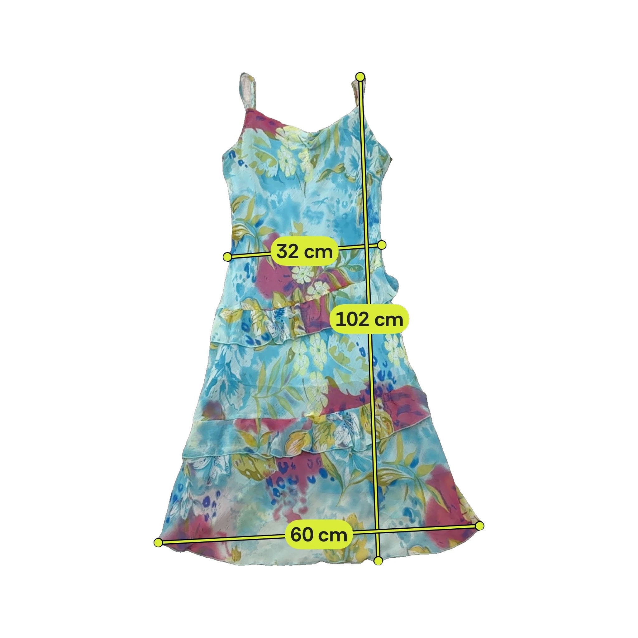 Specchio Blue Floral Ruffle Slip Dress