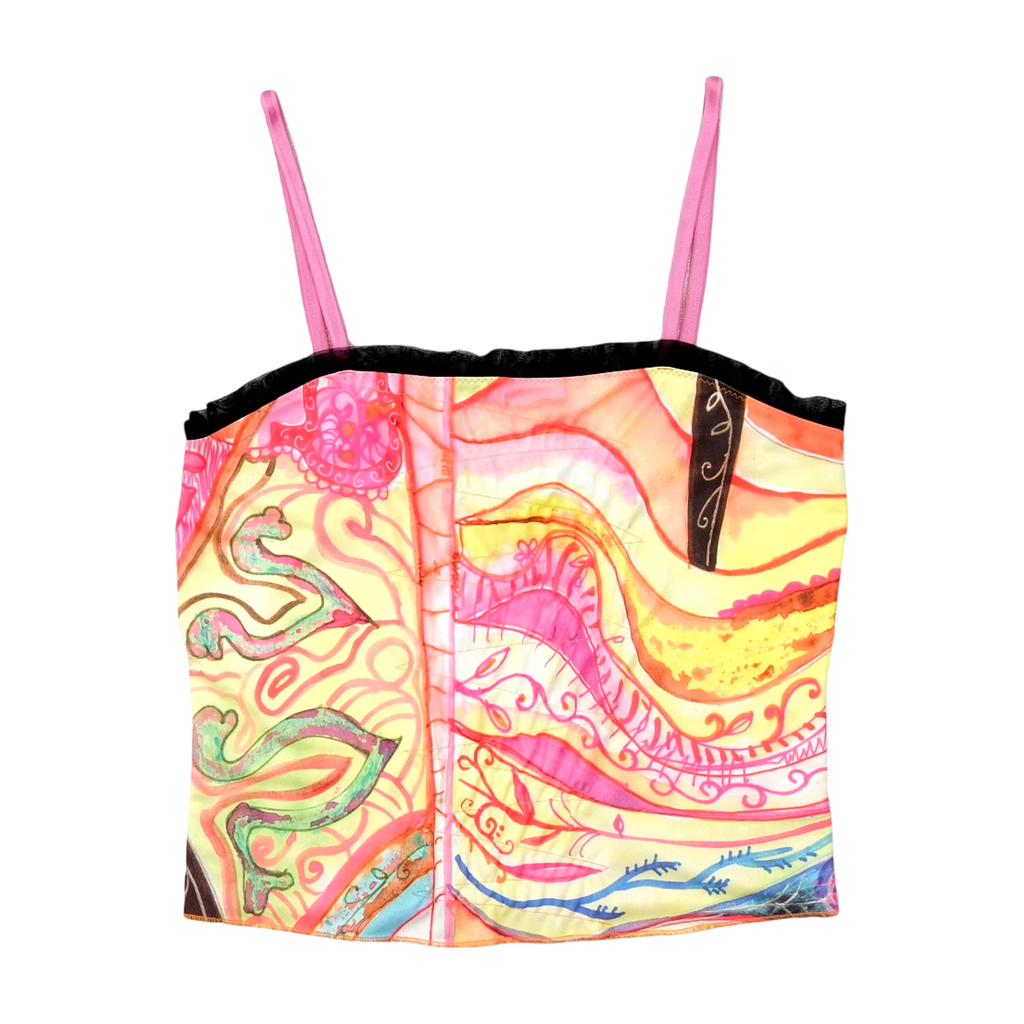 Colorful Abstract Print Spaghetti Strap Corset Top (Repriced)