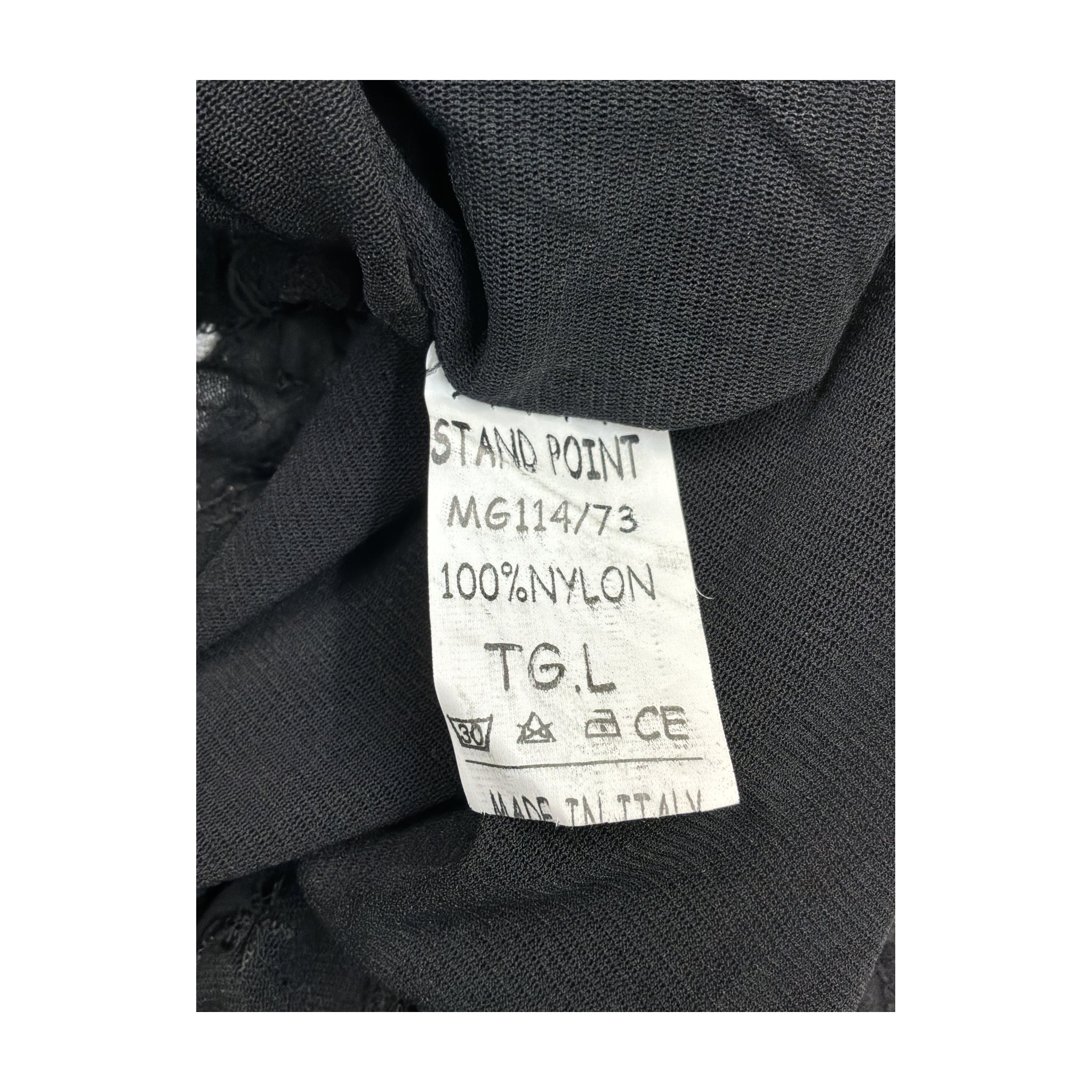 Standpoint Italia Sheer Sequin Embroidered Blouse - Black (L)