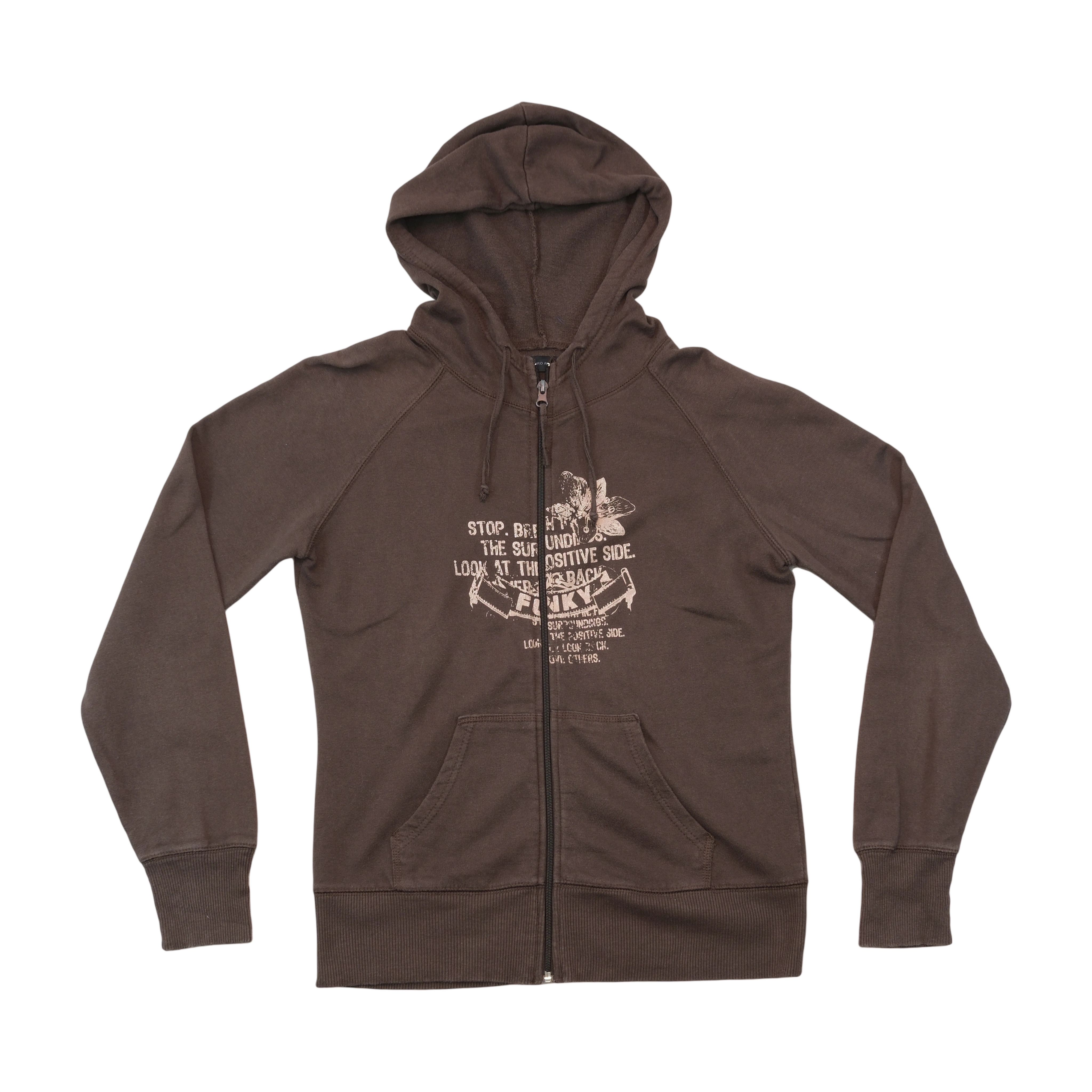 Vero Moda Y2K Graphic Zip Up Cotton Hoodie