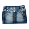Blue Collection Washed Denim Mini Skirt with Double-Button Waist