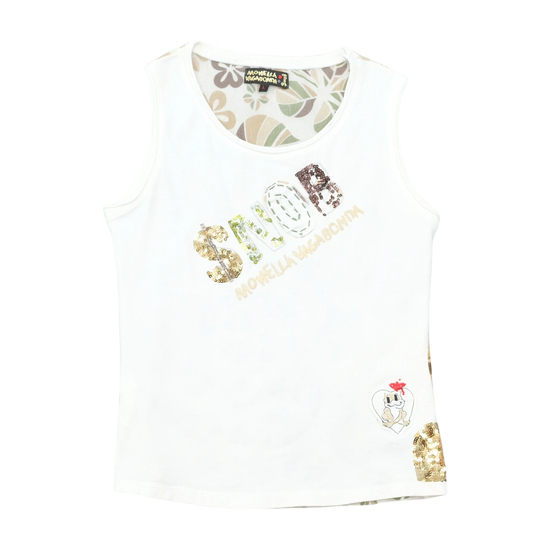 Monella Vagabonda Sequin SNOB Floral Back Sleeveless Shirt