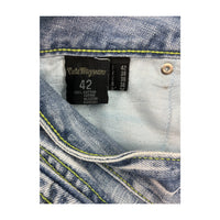 Distressed Denim Flounce Mini Skirt
