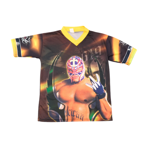 Camisa vintage Rey Mysterio em Rede com estampado Integral
