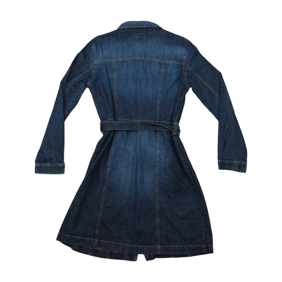 Vestido-Camisa Vitamin calças de ganga vintage em ganga de algodão com Cintura de Atar