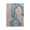 Times End Beaded Crochet Neck Sheer Blue Blouse