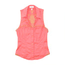 ANA SOUSA Embroidered Metallic Appliqué Sleeveless Button-Up Blouse