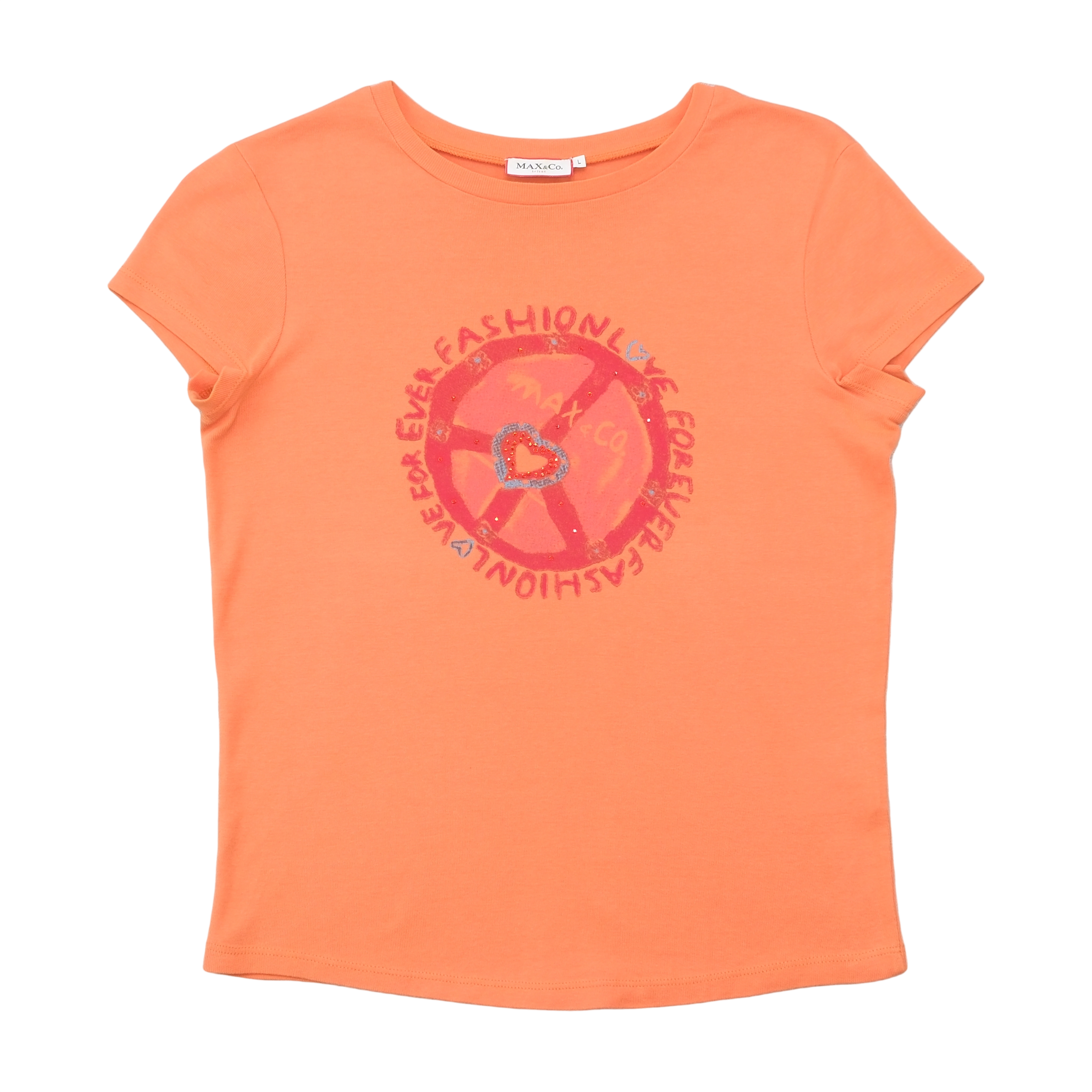 MAX&Co. Graphic Rhinestone Cotton T-shirt
