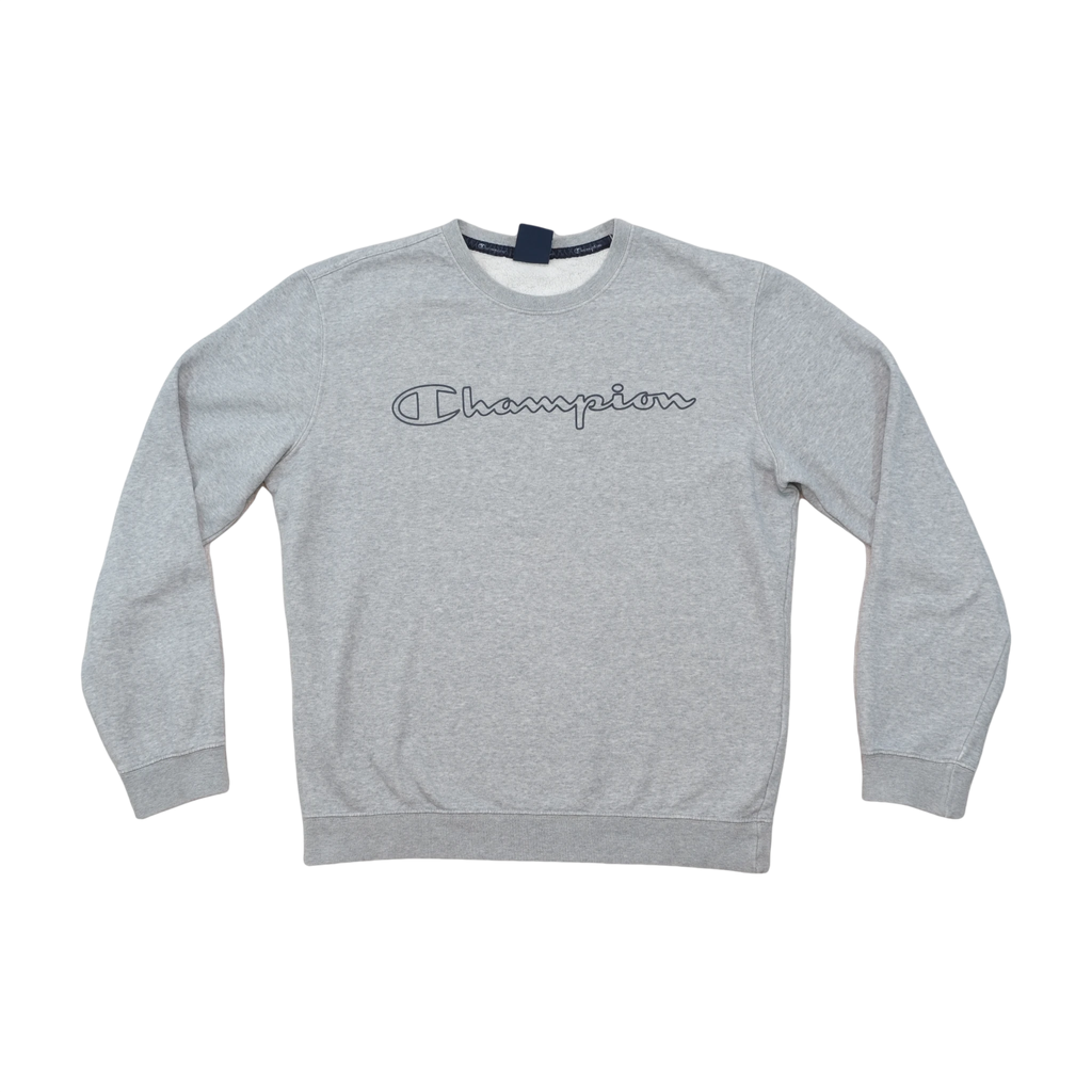 Champion Outline Script Logo Cotton Blend Crewneck Sweater