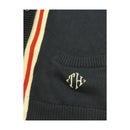 Casaco de malha Tommy Hilfiger Azul-marinho com decote em V e Acabamento às riscas vermelhas/Brancas