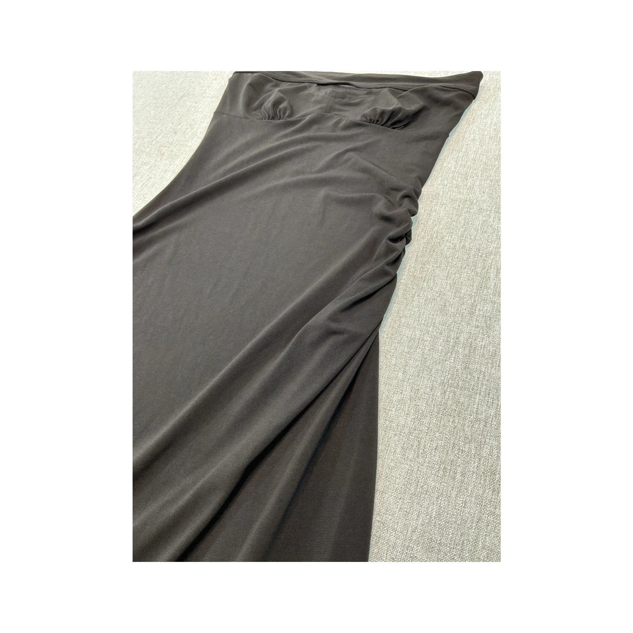 LORRAINE Black Ruched Strapless Midi Dress