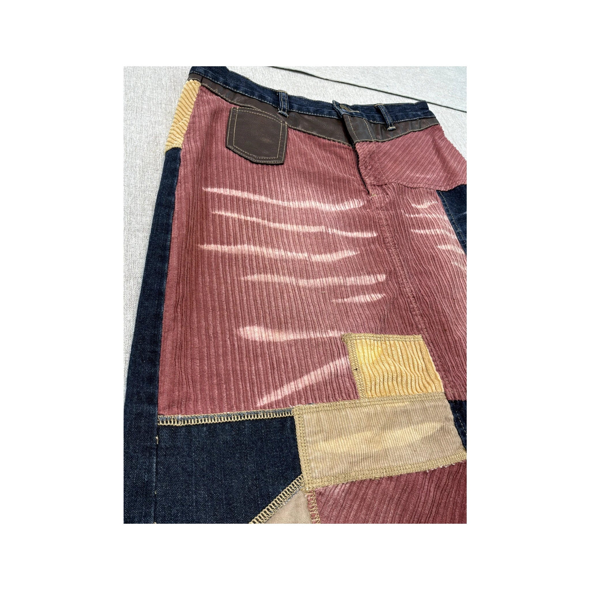 Pepe Jeans London Patchwork Denim Corduroy Skirt