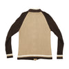 SMK Color Block Rib Knit Wool Blend Zip-Up Sweater