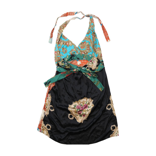 Mini vestido Halter RARE em Seda com Patchwork (Confirmar tamanho)