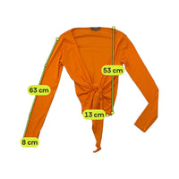 Camomilla Orange Tie Front Long Sleeve Blouse