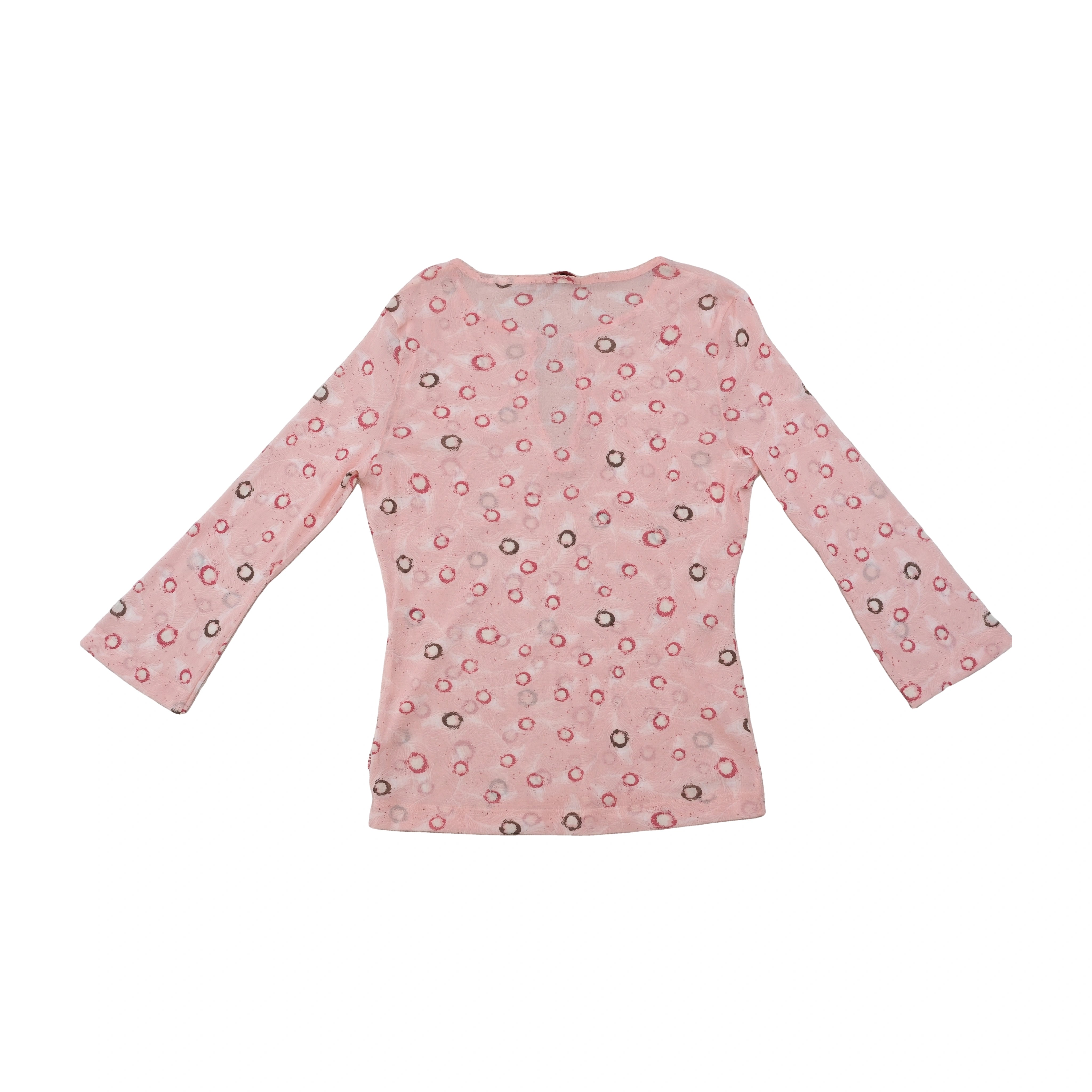 s.Oliver Sheer Pink Ring Print Tie Neck Blouse