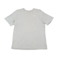 Nike Heather Gray Embroidered Swoosh Cotton T-Shirt