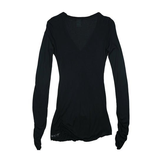 Miss Sixty Collection Black Ruched V-Neck Long Sleeve Shirt