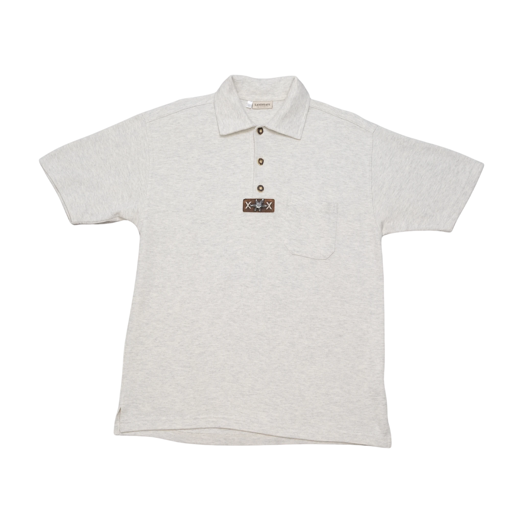 Landhaus Alpine Edelweiss Applique Knit Polo Shirt