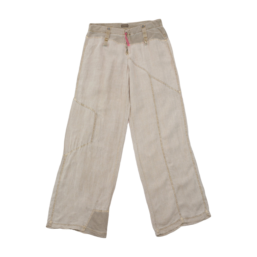 Vintage Blue Cult Wide Leg Patchwork Linen Blend Pants
