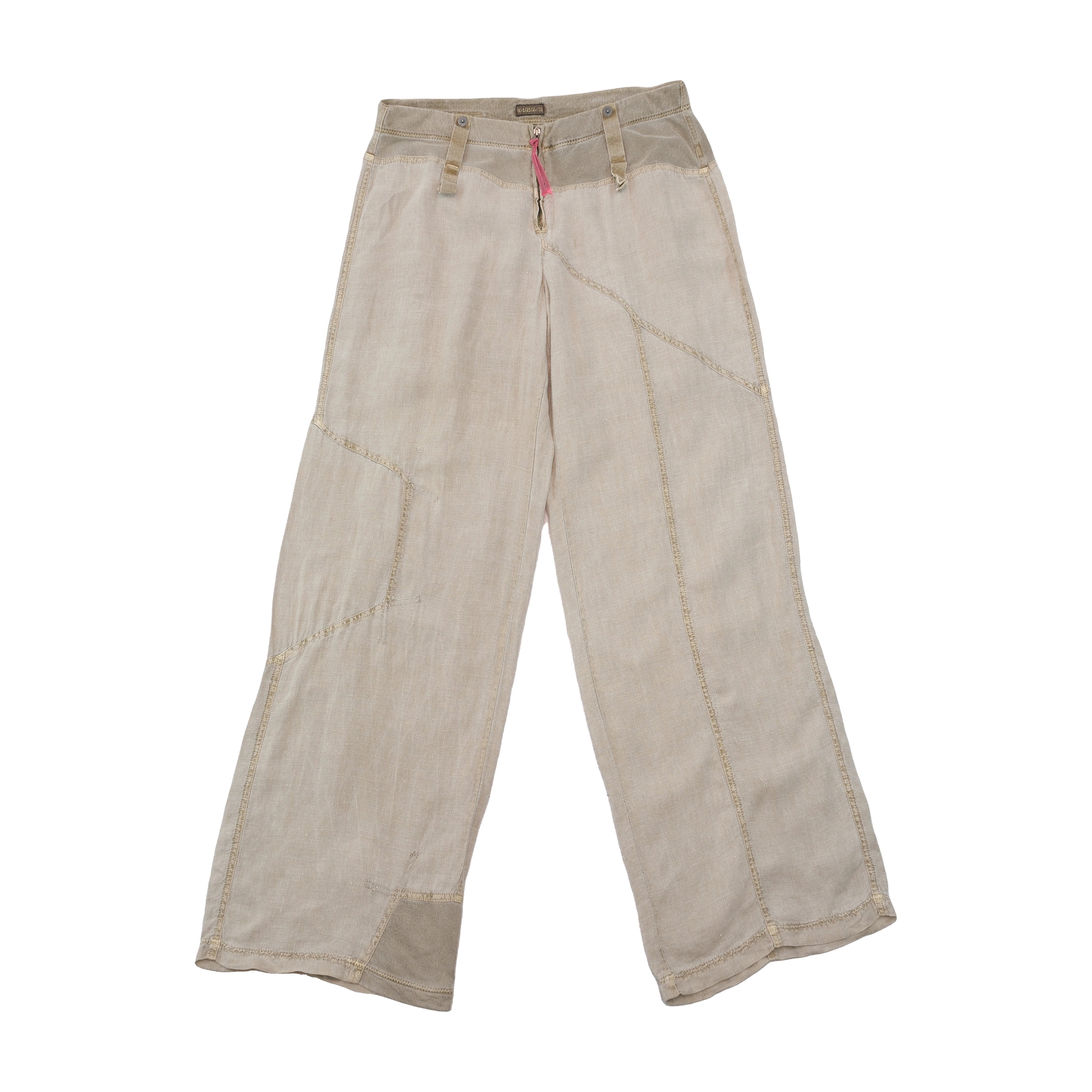 Vintage Blue Cult Wide Leg Patchwork Linen Blend Pants