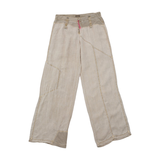 Vintage Blue Cult Wide Leg Patchwork Linen Blend Pants