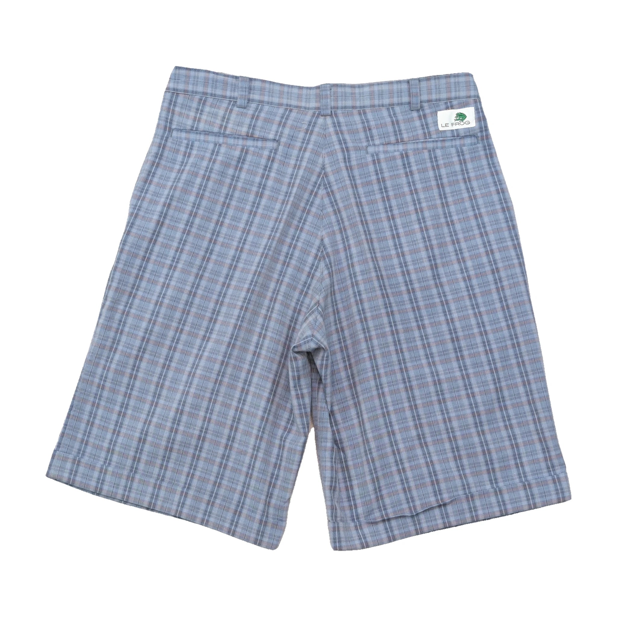 Le Frog Plaid Pleated Cotton Blend Shorts