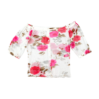 Liu Jo Sheer Floral Off-Shoulder Button-Front Top