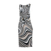 SNOB Abstract Swirl Print Sleeveless Midi Dress