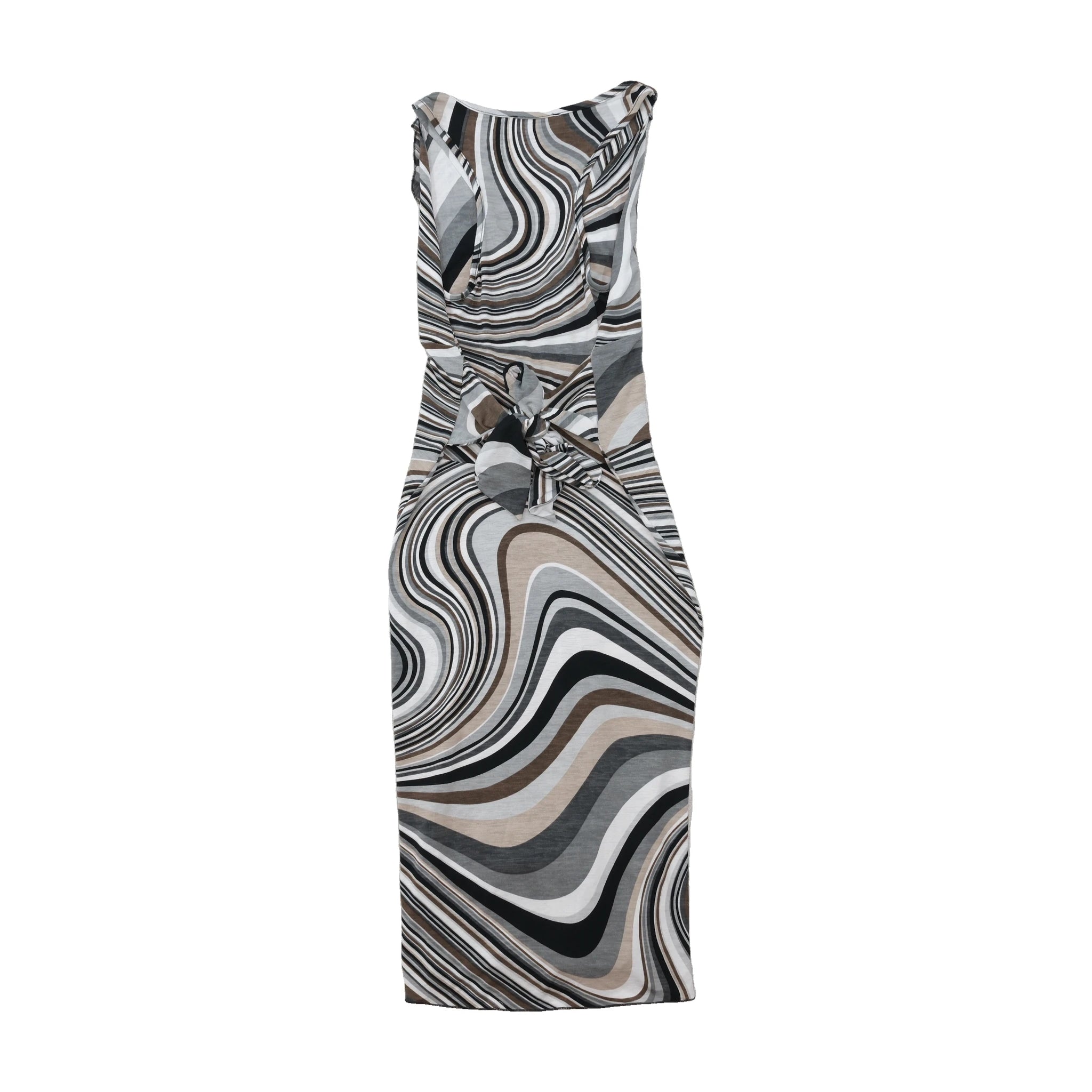 SNOB Abstract Swirl Print Sleeveless Midi Dress