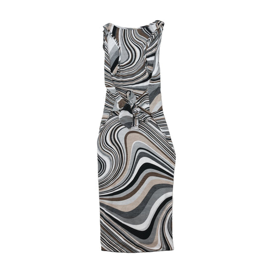 Vestido Midi SNOB sem mangas com estampado abstrato em Espiral