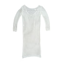 Vintage Open-Knit Grid Pattern Long-Sleeve Midi Dress