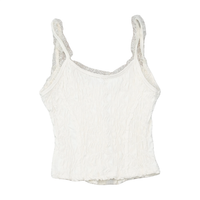 Vintage White Textured Lace Trim Hook Front Tank Top