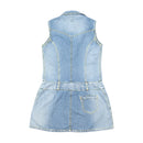 Phard Vintage Sleeveless Zip-Front Cotton Denim Mini Dress