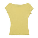 Moschino Solid Ruffle-Trim Crew Neck T-shirt