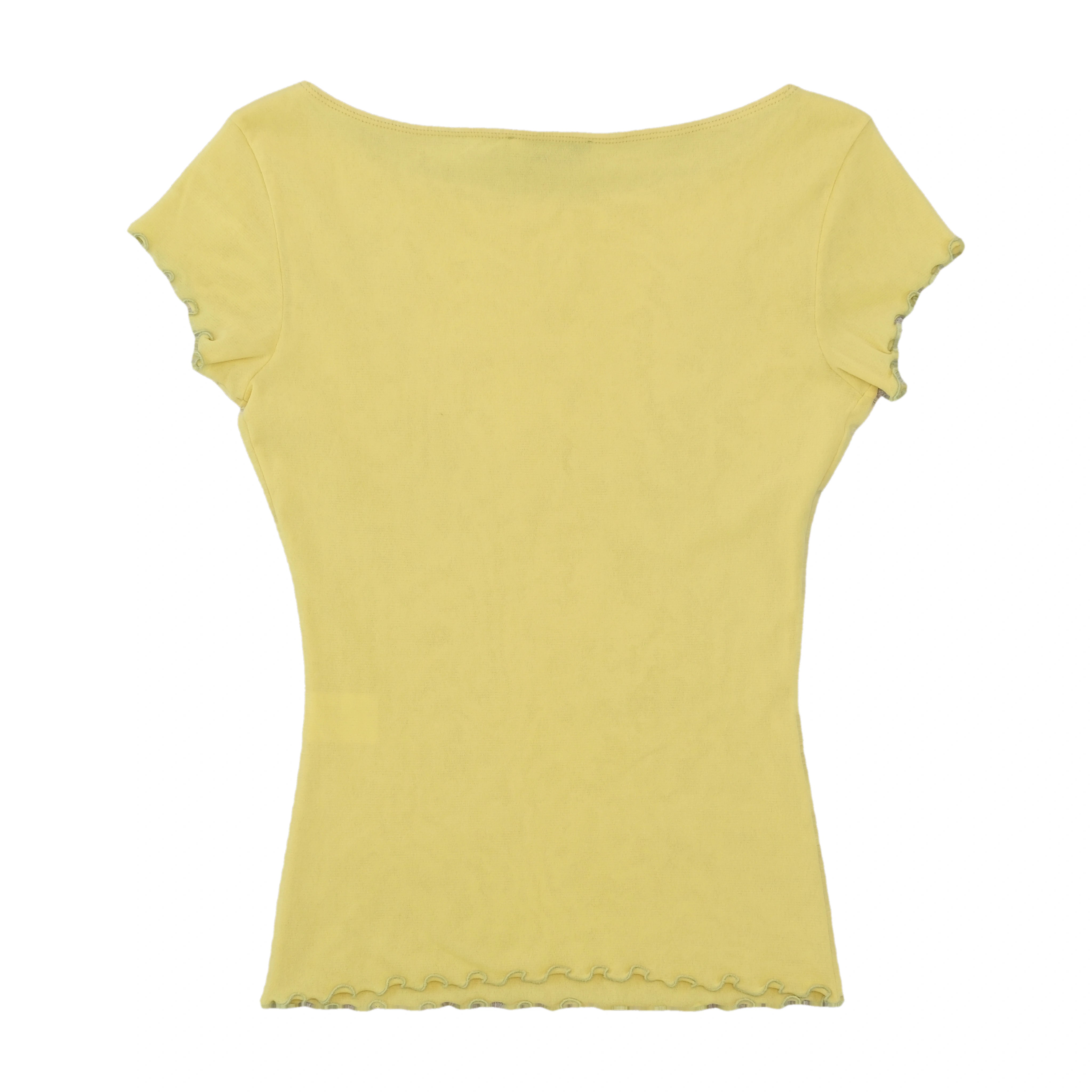 Moschino Solid Ruffle-Trim Crew Neck T-shirt