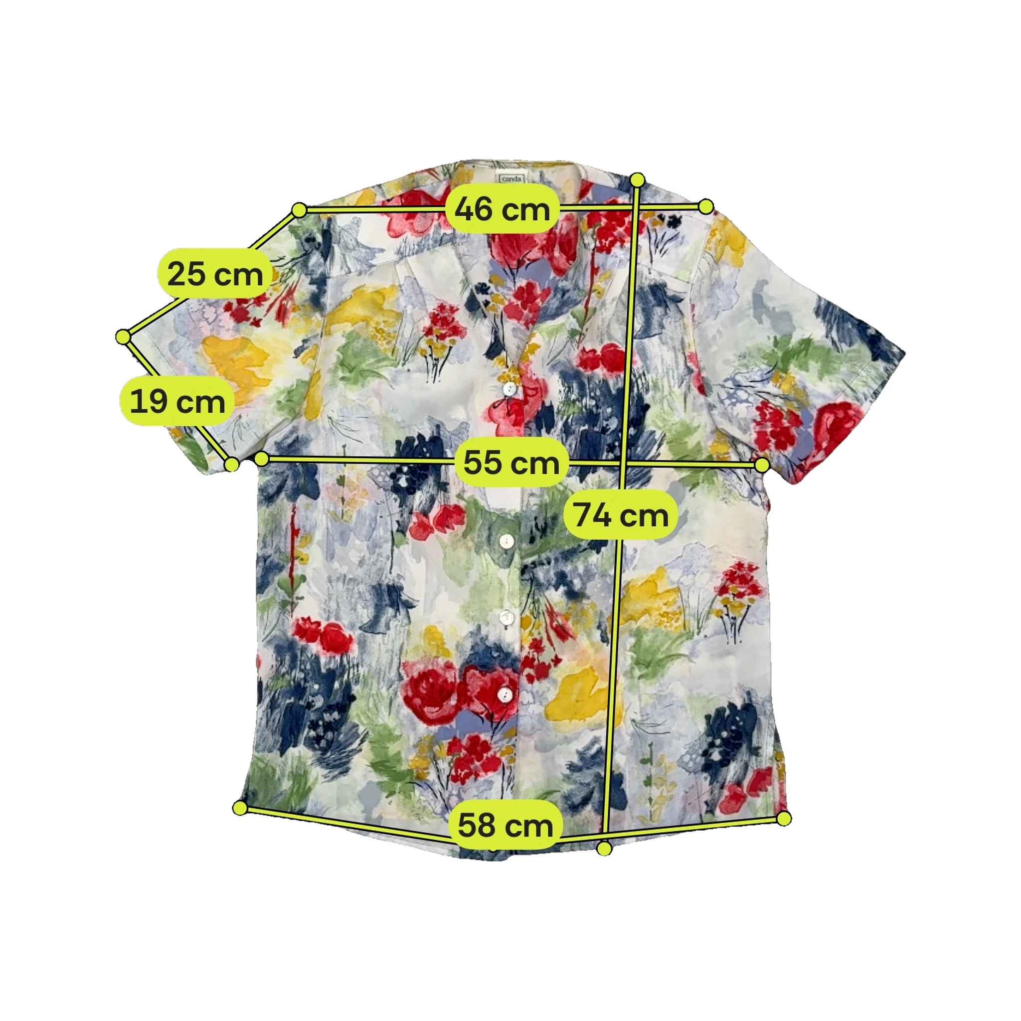 canda Watercolor Floral Print Button Up Shirt