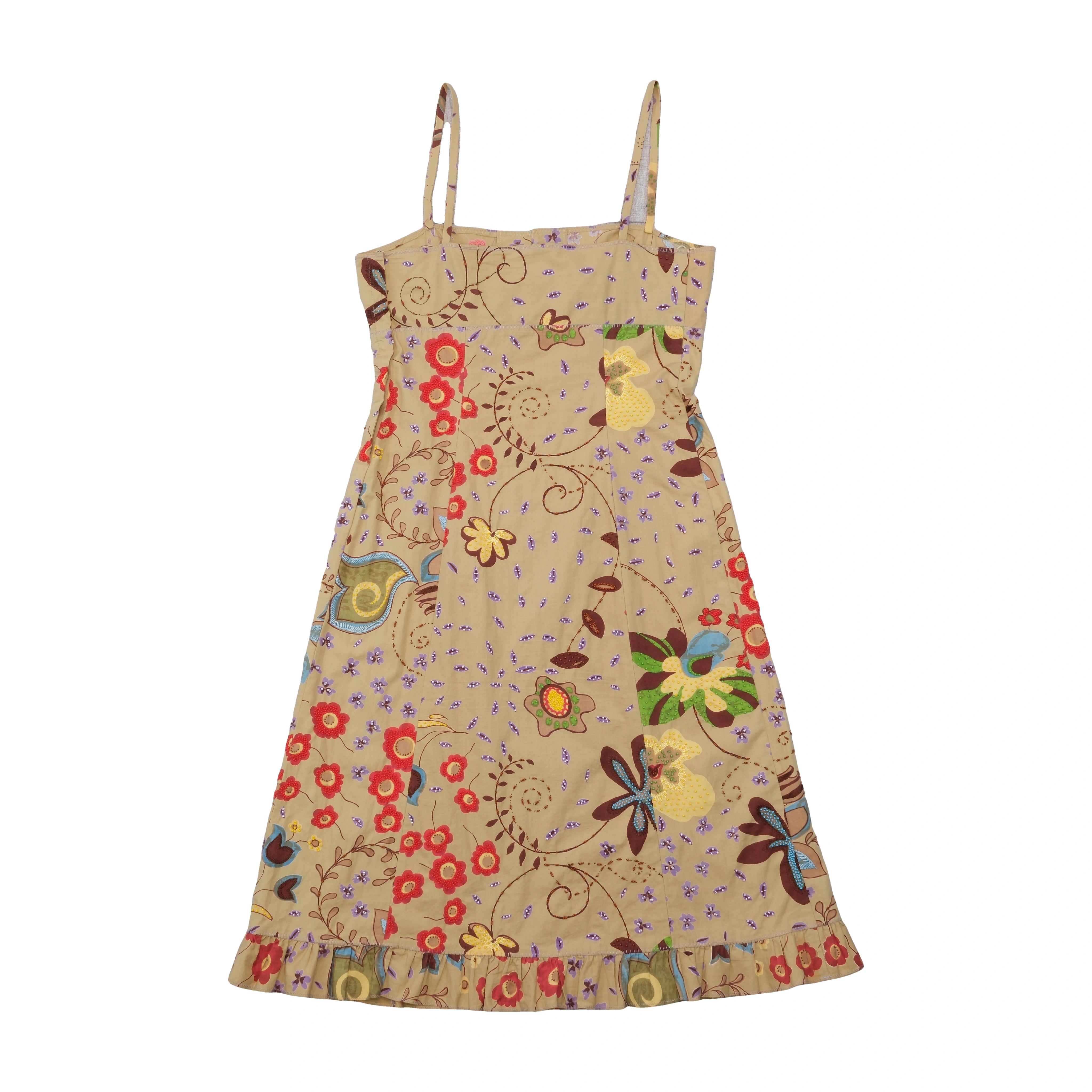 Philosophy Di Alberta Ferretti Beaded Floral Cotton Slip Dress