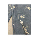 Playboy Allover Bunny Logo Print Wide Leg Denim Jeans